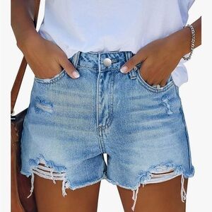 Amazon Light Blue Distressed Jean Shorts